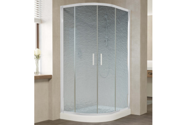 Душевой уголок Vegas Glass ZS-F 110*80 01 02 профиль белый, стекло шиншилла, прямоугольный-асимметричный, двери раздвижные