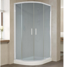 Душевой уголок Vegas Glass ZS-F 110*80 01 10 профиль белый, стекло сатин, прямоугольный-асимметричный, двери раздвижные