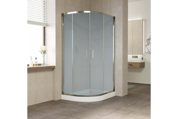 Душевой уголок Vegas Glass ZS-F 110*80 08 10 профиль глянцевый хром, стекло сатин, прямоугольный-асимметричный, двери раздвижные