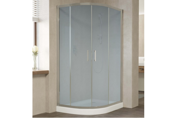 Душевой уголок Vegas Glass ZS-F 110*80 07 10 профиль матовый хром, стекло сатин, прямоугольный-асимметричный, двери раздвижные