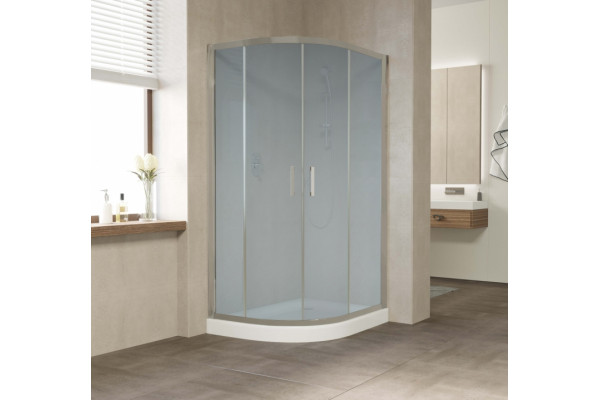 Душевой уголок Vegas Glass ZS-F 110*80 07 10 профиль матовый хром, стекло сатин, прямоугольный-асимметричный, двери раздвижные