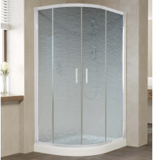 Душевой уголок Vegas Glass ZS-F 110*90 01 02 профиль белый, стекло шиншилла, прямоугольный-асимметричный, двери раздвижные