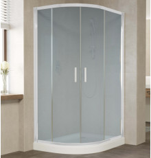 Душевой уголок Vegas Glass ZS-F 110*90 01 10 профиль белый, стекло сатин, прямоугольный-асимметричный, двери раздвижные