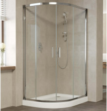 Душевой уголок Vegas Glass ZS-F 110*90 08 01 профиль глянцевый хром, стекло прозрачное, прямоугольный-асимметричный, двери раздвижные