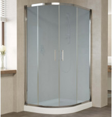 Душевой уголок Vegas Glass ZS-F 110*90 08 10 профиль глянцевый хром, стекло сатин, прямоугольный-асимметричный, двери раздвижные