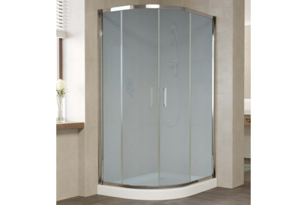 Душевой уголок Vegas Glass ZS-F 110*90 08 10 профиль глянцевый хром, стекло сатин, прямоугольный-асимметричный, двери раздвижные