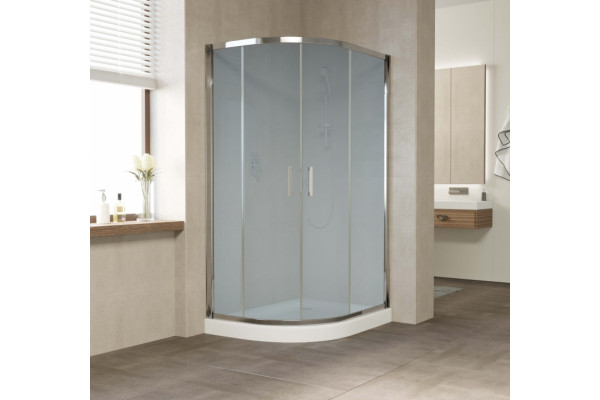 Душевой уголок Vegas Glass ZS-F 110*90 08 10 профиль глянцевый хром, стекло сатин, прямоугольный-асимметричный, двери раздвижные