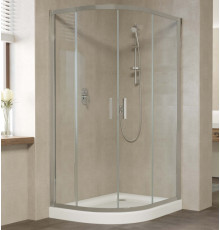 Душевой уголок Vegas Glass ZS-F 110*90 07 01 профиль матовый хром, стекло прозрачное, прямоугольный-асимметричный, двери раздвижные
