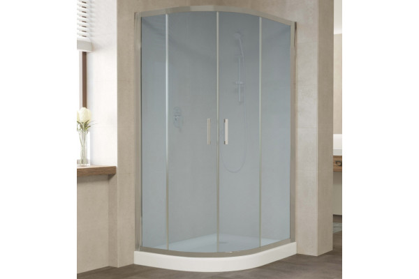 Душевой уголок Vegas Glass ZS-F 110*90 07 10 профиль матовый хром, стекло сатин, прямоугольный-асимметричный, двери раздвижные