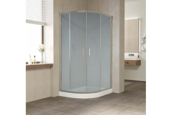 Душевой уголок Vegas Glass ZS-F 110*90 07 10 профиль матовый хром, стекло сатин, прямоугольный-асимметричный, двери раздвижные