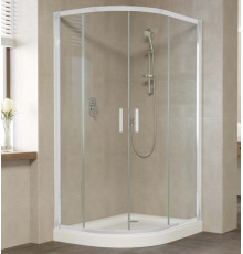 Душевой уголок Vegas Glass ZS-F 110*100 01 01 профиль белый, стекло прозрачное, прямоугольный-асимметричный, двери раздвижные