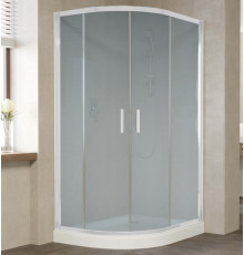 Душевой уголок Vegas Glass ZS-F 110*100 01 10 профиль белый, стекло сатин, прямоугольный-асимметричный, двери раздвижные