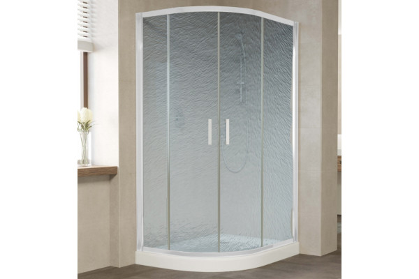 Душевой уголок Vegas Glass ZS-F 110*100 01 02 профиль белый, стекло шиншилла, прямоугольный-асимметричный, двери раздвижные