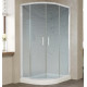 Душевой уголок Vegas Glass ZS-F 110*100 01 02 профиль белый, стекло шиншилла, прямоугольный-асимметричный, двери раздвижные