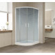 Душевой уголок Vegas Glass ZS-F 110*100 01 02 профиль белый, стекло шиншилла, прямоугольный-асимметричный, двери раздвижные