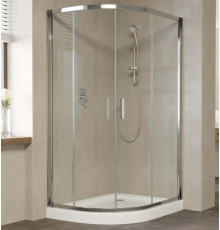 Душевой уголок Vegas Glass ZS-F 110*100 08 01 профиль глянцевый хром, стекло прозрачное, прямоугольный-асимметричный, двери раздвижные