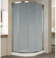 Душевой уголок Vegas Glass ZS-F 100*80 08 10 профиль глянцевый хром, стекло сатин, прямоугольный-асимметричный, двери раздвижные