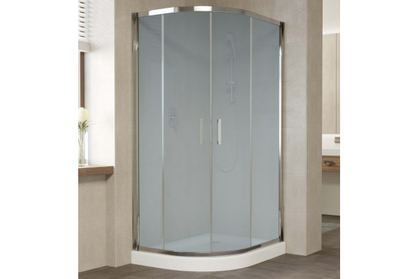 Душевой уголок Vegas Glass ZS-F 100*80 08 10 профиль глянцевый хром, стекло сатин, прямоугольный-асимметричный, двери раздвижные