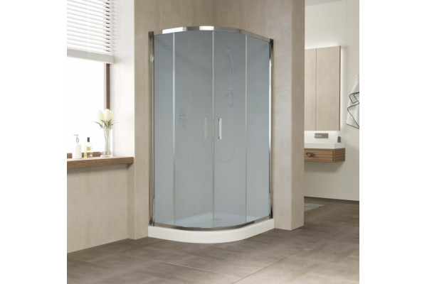 Душевой уголок Vegas Glass ZS-F 100*80 08 10 профиль глянцевый хром, стекло сатин, прямоугольный-асимметричный, двери раздвижные