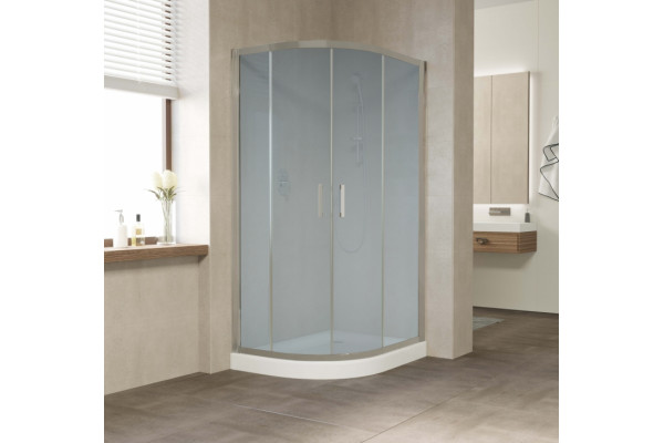 Душевой уголок Vegas Glass ZS-F 100*80 07 10 профиль матовый хром, стекло сатин, прямоугольный-асимметричный, двери раздвижные