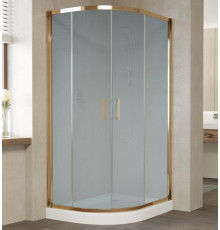Душевой уголок Vegas Glass ZS-F 100*80 05 10 профиль бронза, стекло сатин, прямоугольный-асимметричный, двери раздвижные