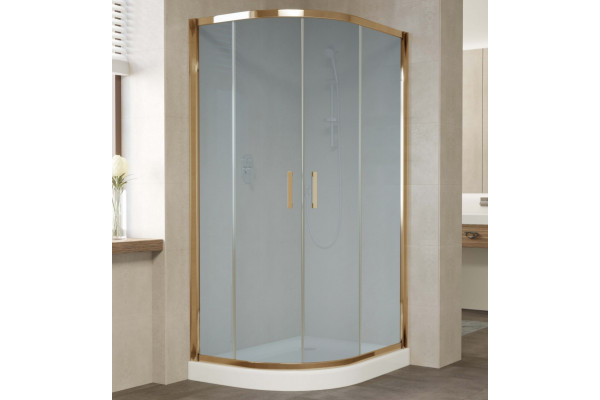 Душевой уголок Vegas Glass ZS-F 100*80 05 10 профиль бронза, стекло сатин, прямоугольный-асимметричный, двери раздвижные