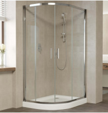 Душевой уголок Vegas Glass ZS-F 100*90 08 01 профиль глянцевый хром, стекло прозрачное, прямоугольный-асимметричный, двери раздвижные