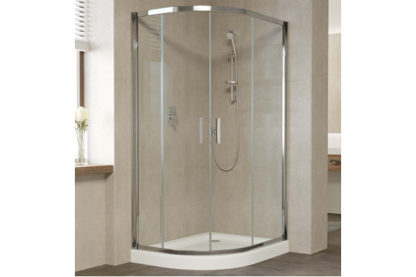 Душевой уголок Vegas Glass ZS-F 100*90 08 01 профиль глянцевый хром, стекло прозрачное, прямоугольный-асимметричный, двери раздвижные