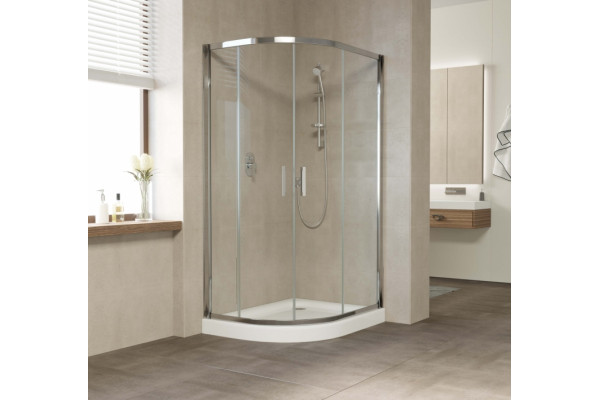 Душевой уголок Vegas Glass ZS-F 100*90 08 01 профиль глянцевый хром, стекло прозрачное, прямоугольный-асимметричный, двери раздвижные
