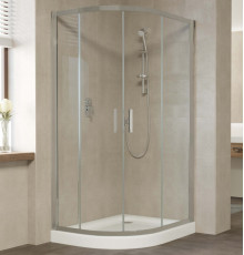 Душевой уголок Vegas Glass ZS-F 100*90 07 01 профиль матовый хром, стекло прозрачное, прямоугольный-асимметричный, двери раздвижные
