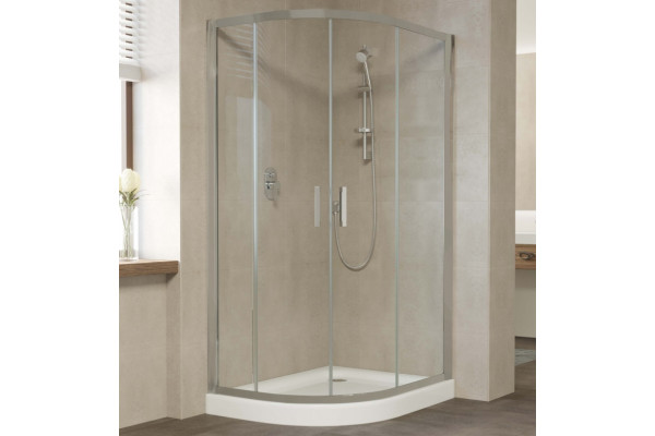 Душевой уголок Vegas Glass ZS-F 100*90 07 01 профиль матовый хром, стекло прозрачное, прямоугольный-асимметричный, двери раздвижные