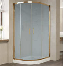 Душевой уголок Vegas Glass ZS-F 100*90 05 10 профиль бронза, стекло сатин, прямоугольный-асимметричный, двери раздвижные