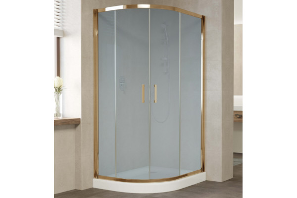 Душевой уголок Vegas Glass ZS-F 100*90 05 10 профиль бронза, стекло сатин, прямоугольный-асимметричный, двери раздвижные