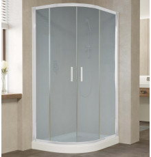 Душевой уголок Vegas Glass ZS-F 100*80 01 10 профиль белый, стекло сатин, прямоугольный-асимметричный, двери раздвижные