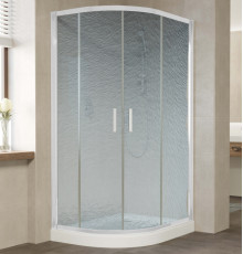 Душевой уголок Vegas Glass ZS-F 100*90 01 02 профиль белый, стекло шиншилла, прямоугольный-асимметричный, двери раздвижные