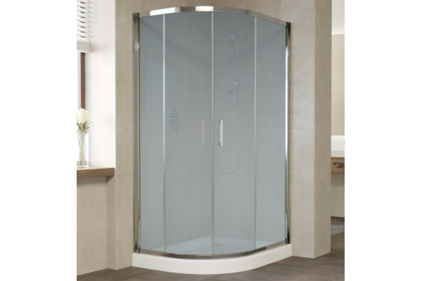 Душевой уголок Vegas Glass ZS-F 100*90 08 10 профиль глянцевый хром, стекло сатин, прямоугольный-асимметричный, двери раздвижные