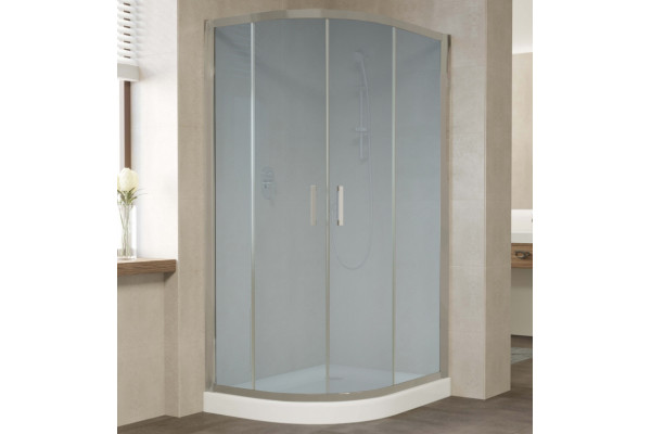 Душевой уголок Vegas Glass ZS-F 100*90 07 10 профиль матовый хром, стекло сатин, прямоугольный-асимметричный, двери раздвижные