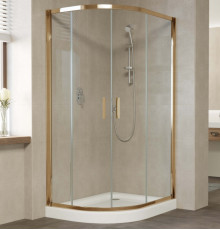 Душевой уголок Vegas Glass ZS-F 100*90 05 01 профиль бронза, стекло прозрачное, прямоугольный-асимметричный, двери раздвижные