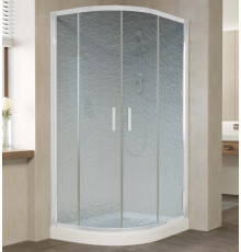 Душевой уголок Vegas Glass ZS-F 100*80 01 02 профиль белый, стекло шиншилла, прямоугольный-асимметричный, двери раздвижные