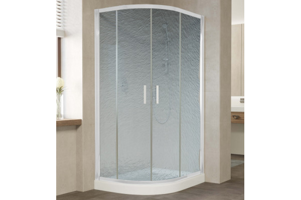 Душевой уголок Vegas Glass ZS-F 100*80 01 02 профиль белый, стекло шиншилла, прямоугольный-асимметричный, двери раздвижные