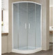 Душевой уголок Vegas Glass ZS-F 100*80 01 02 профиль белый, стекло шиншилла, прямоугольный-асимметричный, двери раздвижные