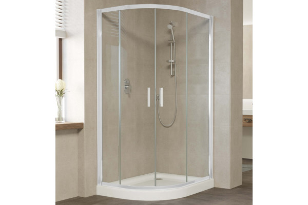 Душевой уголок Vegas Glass ZS-F 100*90 01 01 профиль белый, стекло прозрачное, прямоугольный-асимметричный, двери раздвижные