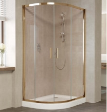 Душевой уголок Vegas Glass ZS-F 100*90 05 05 профиль бронза, стекло бронза, прямоугольный-асимметричный, двери раздвижные