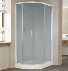 Душевой уголок Vegas Glass ZS-F 90*80 01 10 профиль белый, стекло сатин, прямоугольный-асимметричный, двери раздвижные