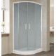 Душевой уголок Vegas Glass ZS-F 90*80 01 10 профиль белый, стекло сатин, прямоугольный-асимметричный, двери раздвижные