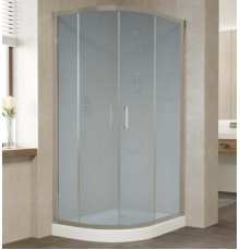 Душевой уголок Vegas Glass ZS-F 90*80 07 10 профиль матовый хром, стекло сатин, прямоугольный-асимметричный, двери раздвижные
