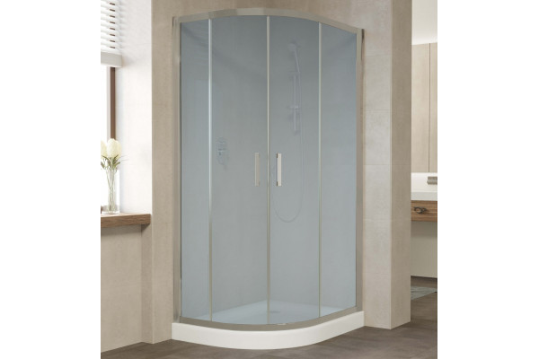 Душевой уголок Vegas Glass ZS-F 90*80 07 10 профиль матовый хром, стекло сатин, прямоугольный-асимметричный, двери раздвижные