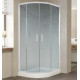 Душевой уголок Vegas Glass ZS-F 90*80 01 02 профиль белый, стекло шиншилла, прямоугольный-асимметричный, двери раздвижные