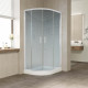 Душевой уголок Vegas Glass ZS-F 90*80 01 02 профиль белый, стекло шиншилла, прямоугольный-асимметричный, двери раздвижные