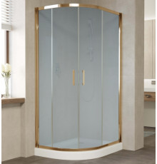 Душевой уголок Vegas Glass ZS-F 90*80 05 10 профиль бронза, стекло сатин, прямоугольный-асимметричный, двери раздвижные